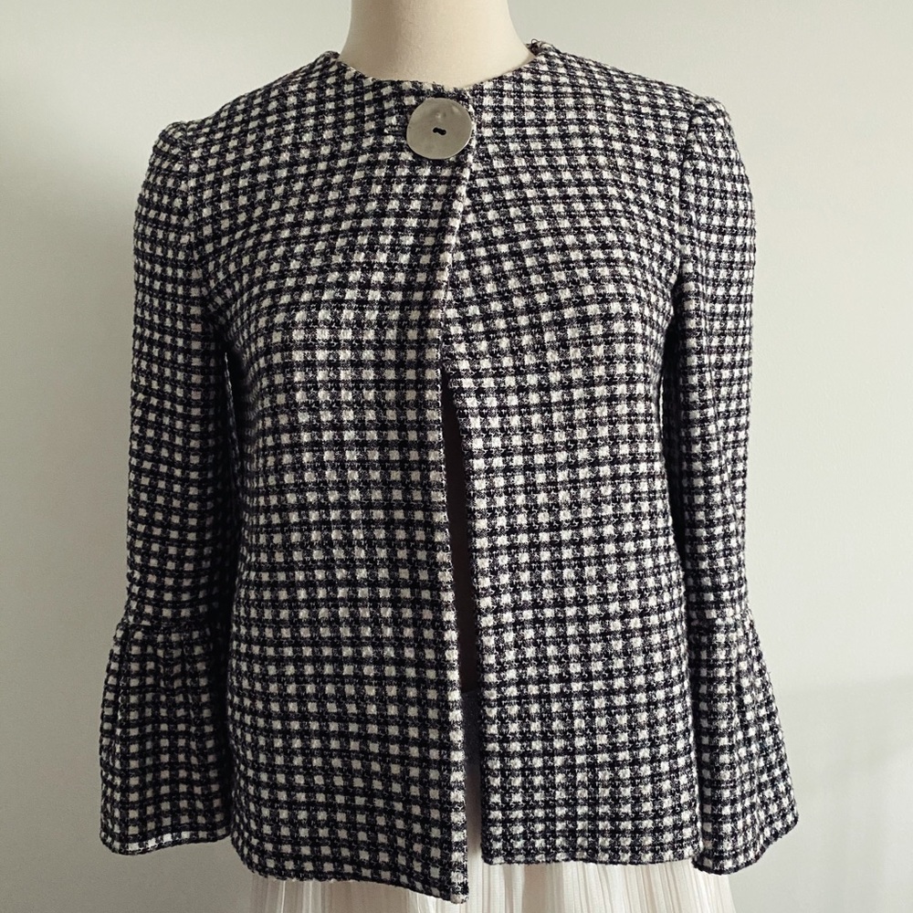 Statement Sleeve Jacket Houndstooth Pattern - image 2